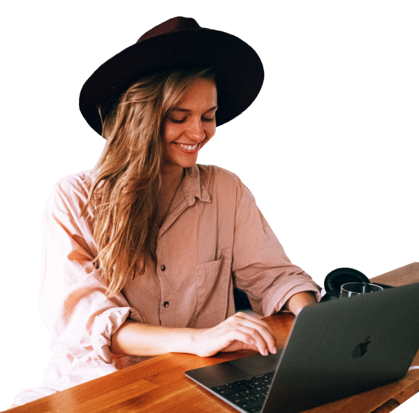 A girl looking at her computer.